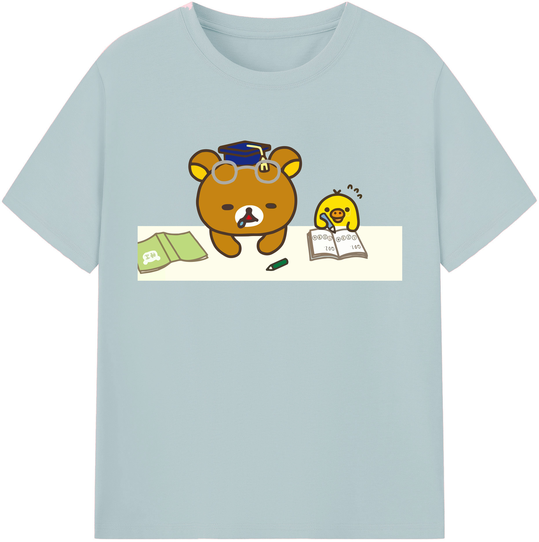 （画像用） リラックマ リラックマ キイロイトリ Rilakkuma Korilakkuma Kiiroitori 綿100％半袖Tシャツ（フロントプリント）